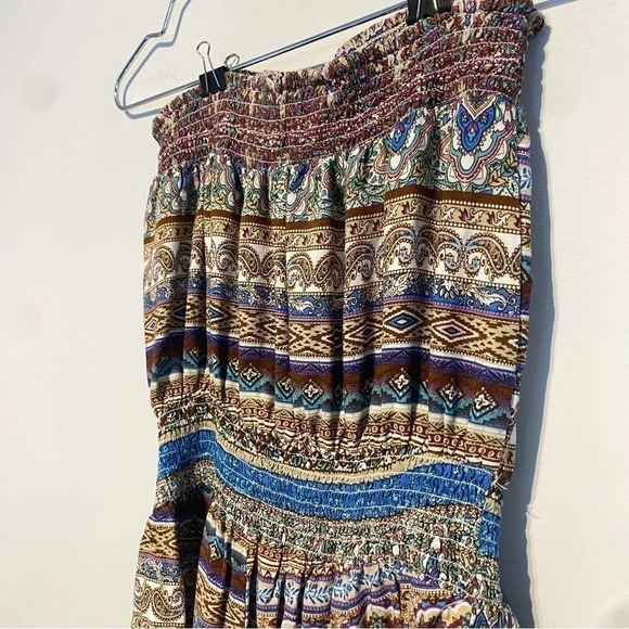Strapeless boho short romper / multi / XL - Picture 4 of 10